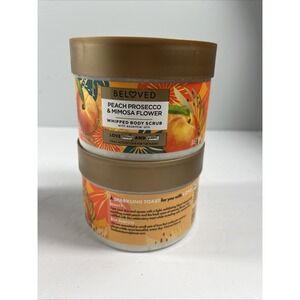 2 Beloved Peach Prosecco And Mimosa Flower Whipped Body Scrub W Essentials Oils